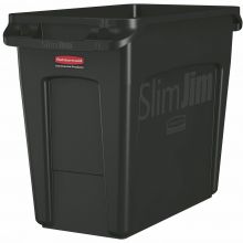 Slim Jim container met luchtsleuven, 60ltr zwart, Rubbermaid