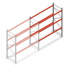 Palletstelling AR T2 3000x2700x1100mm (hxbxd) 3 niveaus 1820kg/niv aanbouwsectie met voorgemonteerde frames