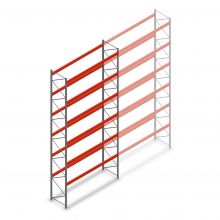 Palletstelling AR T2 8000x3300x1100mm (hxbxd) 6 niveaus 2415kg/niv L2 beginsectie met voorgemonteerde frames