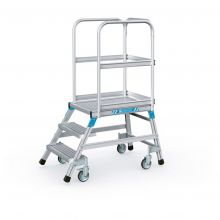 Verrijdbare platformtrap Zarges roosterstaal enkel 3 treden 720 mm