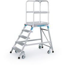 Verrijdbare platformtrap Zarges aluminium enkel 5 treden 1200 mm