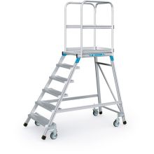 Verrijdbare platformtrap Zarges aluminium enkel 6 treden 1440 mm