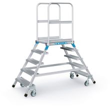 Verrijdbare platformtrap Zarges aluminium dubbel 2x5 treden 1200 mm