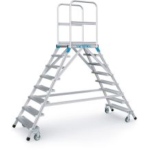Verrijdbare platformtrap Zarges aluminium dubbel 2x8 treden 1920 mm
