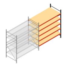 Grootvakstelling AR 2250x2250x1000 mm (hxbxd) 5 niveaus verzinkt aanbouwsectie met voorgemonteerde frames