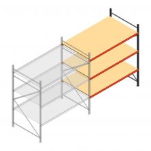 Grootvakstelling AR 2250x2250x1200 mm (hxbxd) 3 niveaus verzinkt aanbouwsectie met voorgemonteerde frames