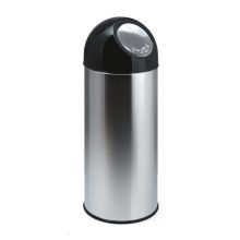Afvalbak met pushdeksel en binnenemmer 55 liter rvs-look zwart 