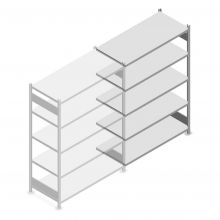 Deels gebruikte Heavy Duty legbordstelling 2000x1300x600 mm (hxbxd) 5 niveaus 150 kg aanbouwsectie