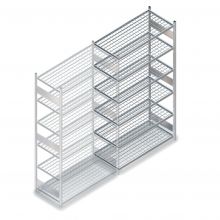 Deels gebruikte Heavy Duty legbordstelling 2500x1000x600 mm (hxbxd) 6 niveaus aanbouwsectie met roosters