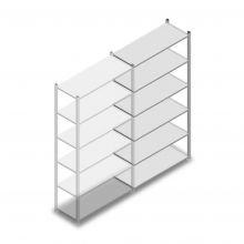 Gebruikte legbordstelling MD 2200x1000x400 mm (hxbxd) 6 niveaus aanbouwsectie