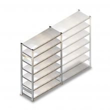 Gebruikte Schaefer R3000 legbordstelling 2300x1280x600mm (hxbxd) 7 niveaus beginsectie