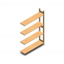 Houten legbordstelling BT Euro 1800x1170x300 mm (hxbxd) 4 niveaus aanbouwsectie