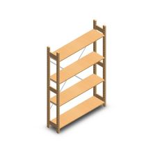 Houten legbordstelling BT Euro 1800x1170x300 mm (hxbxd) 4 niveaus beginsectie
