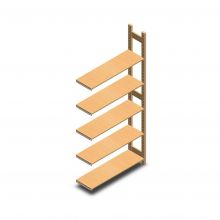 Houten legbordstelling BT Euro 2100x770x300 mm (hxbxd) 5 niveaus aanbouwsectie