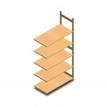 Houten legbordstelling BT Euro 2400x1170x600 mm (hxbxd) 5 niveaus aanbouwsectie