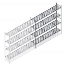 Hygiënische stelling 5711 1800x1310x360 mm (hxbxd) 4 niveaus aanbouwsectie