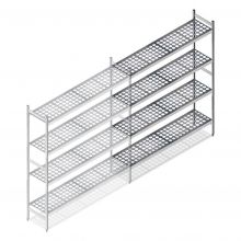 Hygiënische stelling 6611 1800x1200x360 mm (hxbxd) 4 niveaus aanbouwsectie