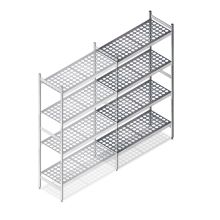 Hygiënische stelling 6611 1800x960x460 mm (hxbxd) 4 niveaus aanbouwsectie