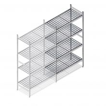 Hygiënische stelling 6611 1800x960x560 mm (hxbxd) 4 niveaus aanbouwsectie