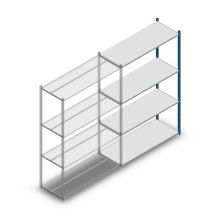 Legbordstelling Medium Duty 2000x1300x500mm (hxbxd) 4 niveaus blauw aanbouwsectie