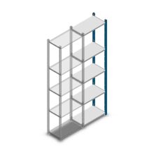 Legbordstelling Medium Duty 2000x550x300mm (hxbxd) 5 niveaus blauw aanbouwsectie