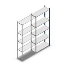 Legbordstelling Medium Duty 2000x850x300mm (hxbxd) 5 niveaus blauw aanbouwsectie