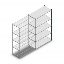 Legbordstelling Medium Duty 2200x1300x600mm (hxbxd) 5 niveaus blauw aanbouwsectie