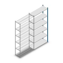 Legbordstelling Medium Duty 2500x1150x400mm (hxbxd) 6 niveaus blauw aanbouwsectie