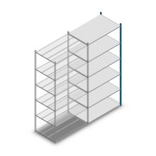 Legbordstelling Medium Duty 2500x1150x700mm (hxbxd) 6 niveaus blauw aanbouwsectie