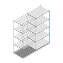Legbordstelling Medium Duty 2500x1150x800mm (hxbxd) 5 niveaus blauw aanbouwsectie