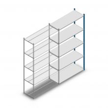 Legbordstelling Medium Duty 2500x1300x500mm (hxbxd) 5 niveaus blauw aanbouwsectie