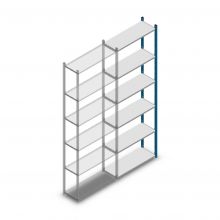 Legbordstelling Medium Duty 2500x850x300mm (hxbxd) 6 niveaus blauw aanbouwsectie