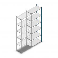 Legbordstelling Medium Duty 2500x850x400mm (hxbxd) 6 niveaus blauw aanbouwsectie