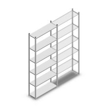 Legbordstelling Medium Duty 3000x1000x300mm (hxbxd) 6 niveaus verzinkt beginsectie