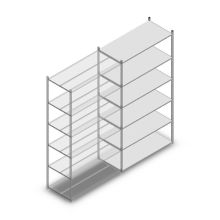 Gebruikte legbordstelling LD 2500x1300x600 mm (hxbxd) 7 niveaus aanbouwsectie