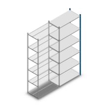 Legbordstelling Medium Duty 2500x1000x500 mm (hxbxd) 6 niveaus blauw aanbouwsectie 