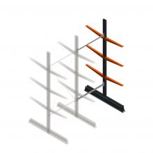 Lichte draagarmstelling dubbelzijdig 2500x1000x600 mm (hxbxd) 3 niveaus aanbouwsectie