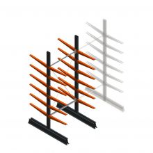 Lichte draagarmstelling dubbelzijdig 2500x1000x600 mm (hxbxd) 6 niveaus beginsectie