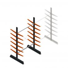 Lichte draagarmstelling dubbelzijdig 2500x1500x500 mm (hxbxd) 6 niveaus beginsectie