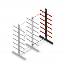 Medium draagarmstelling dubbelzijdig 3000x1500x600 mm (hxbxd) 6 niveaus aanbouwsectie