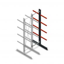 Medium draagarmstelling dubbelzijdig 3000x750x600 mm (hxbxd) 4 niveaus aanbouwsectie
