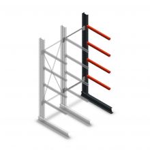 Medium draagarmstelling enkelzijdig 2500x750x800 mm (hxbxd) 4 niveaus aanbouwsectie