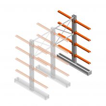 Medium draagarmstelling IT dubbelzijdig 2455x1200x800 mm (hxbxd) 4 niveaus aanbouwsectie
