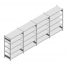 Voordeelrij deels gebruikte Heavy Duty legbordstelling 2000x5350x600 mm (hxbxd) 5 niveaus 150 kg