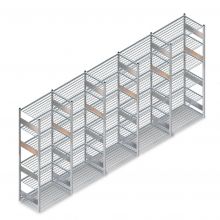 Voordeelrij deels gebruikte Heavy Duty legbordstelling 2500x5180x600 mm (hxbxd) 6 niveaus met roosters