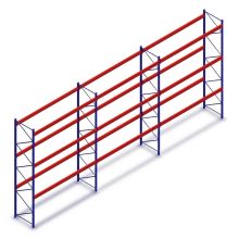 Voordeelrij gebruikte Mecalux palletstelling 3500x11200x1100 mm (hxbxd) 3 niveaus 2650kg/set