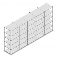 Voordeelrij legbordstelling Medium Duty 3000x5000x800 mm (hxbxd) 6 niveaus verzinkt
