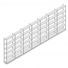 Voordeelrij legbordstelling Medium Duty 2500x7000x300 mm (hxbxd) 6 niveaus verzinkt