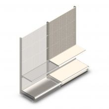 Wandstelling met perforatie Tego 1800x1000x470 mm (hxbxd) 2 niveaus RAL9001 aanbouwsectie