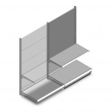 Wandstelling met perforatie Tego 1800x1000x570 mm (hxbxd) 2 niveaus RAL9006 aanbouwsectie